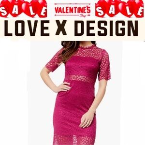 ❤️LOVE X DESIGN Lace Cutout Sheath Dress berry color sizeL NWT